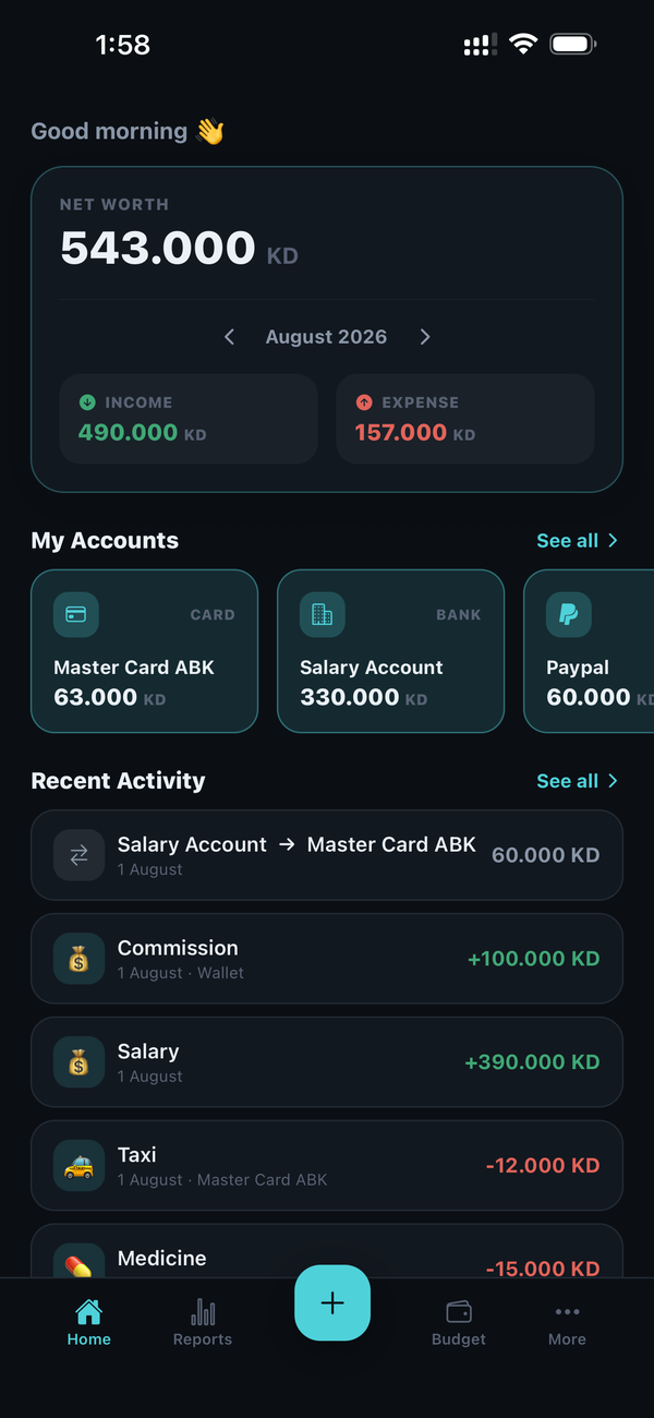 Sparings home dashboard screenshot